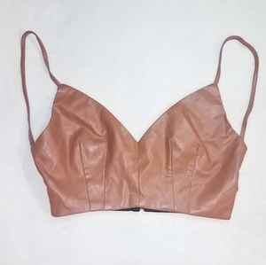 Backless Faux Leather Crop Top